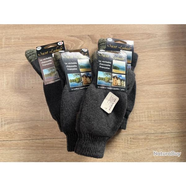 Magnifique lot de 4 paires de chaussettes grise Saint Liebault 39/42 destockage chasse ench�re r43