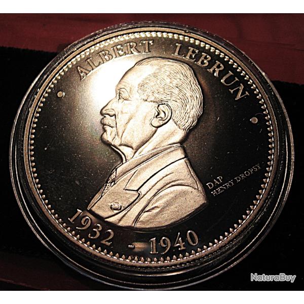m�daille "Albert Lebrun" president de la r�publique diametre 40 mm 31 grs