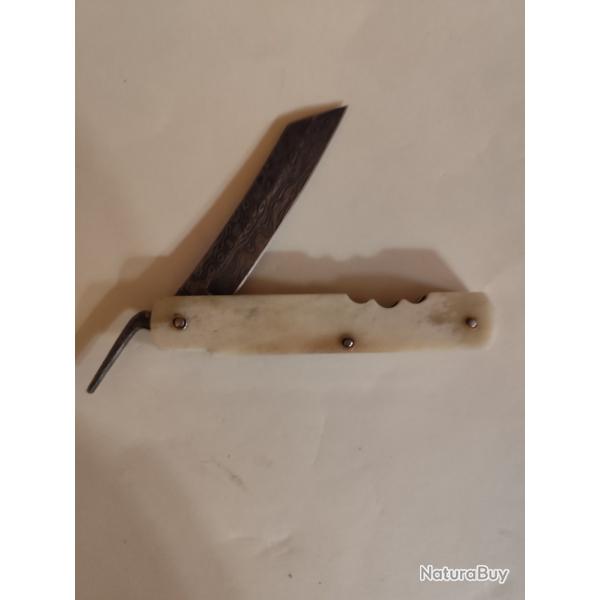 Couteau pliant japonais Higon�kami lame damas manche en os de chameau