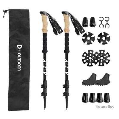 2X Trekking Poles Nordic Walking Hiking Sticks Adjustable Anti-shock Alpenstock