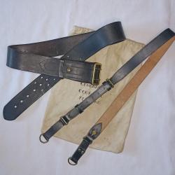 Ceinturon baudrier Gendarmerie Garde R&eacute;publicaine cuir noir