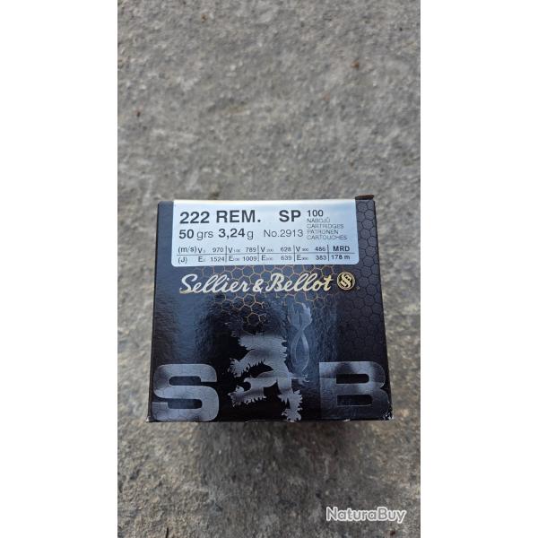 100 munitions Sellier & Bellot SP 50 Grs .222 Rem - PRIX SPECIAL