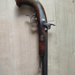 Pistolet percussion origine canon ray&eacute; damas 1840