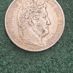 5 Francs Louis-Philippe I 1844 A Argent (900%)- Belle pi&egrave;ce ancienne