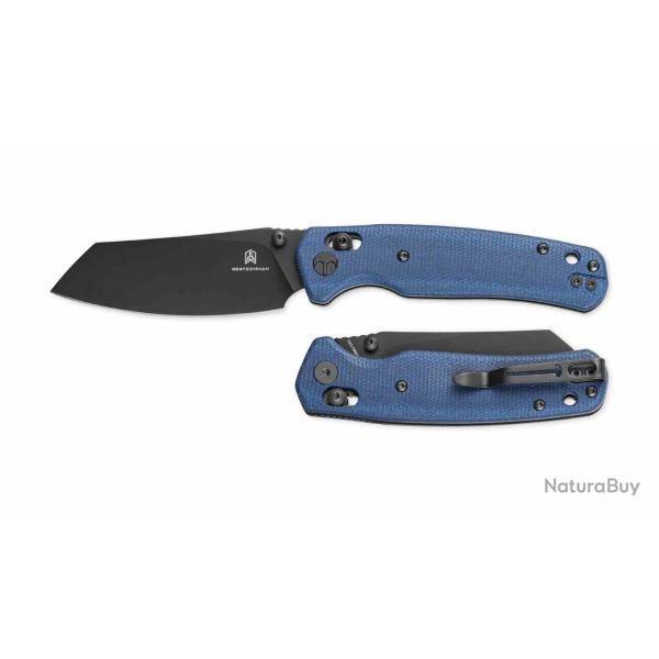 Couteau Bestechman Cicada's Wing Lame Acier 10Cr15CoMoV Black PVD Manche Blue G10 B-Lock BTKMK06M4