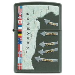 Briquet Zippo carte du D&eacute;barquement Normandie