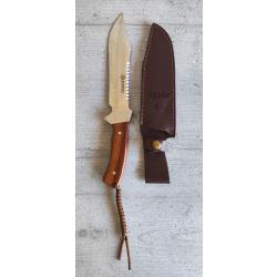 machette de Chasse Neidfoss Hunter - Full Tang - Acier Inox - Manche Bois de Rose - 33 cm - &Eacute;tui Cui