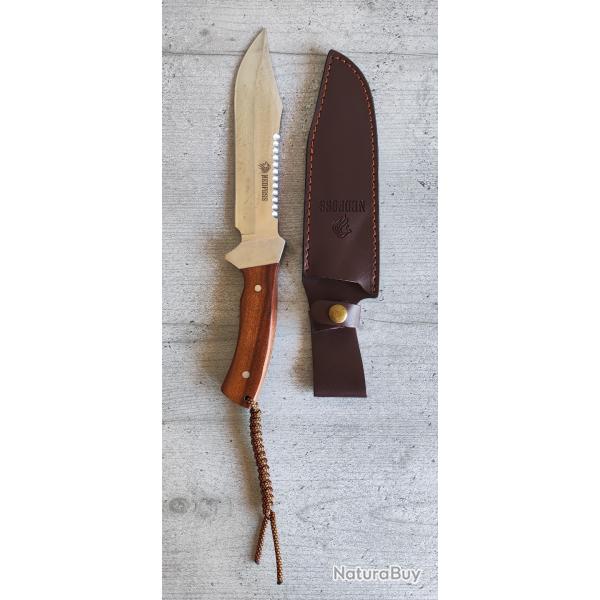 machette de Chasse Neidfoss Hunter - Full Tang - Acier Inox - Manche Bois de Rose - 33 cm - �tui Cui