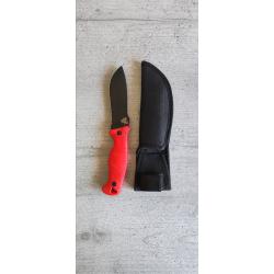 Couteau de Chasse Messerfieber MF - Full Tang - Rouge Signal - Lame Noire 11 cm - &Eacute;tui Nylon