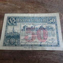 billet autriche vienne  50 HELLER  d&eacute;cembre 1920