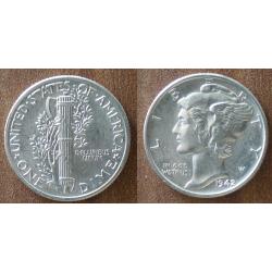 Usa 1 Dime 1942 10 Cent Argent Mercury Cents Dollar Piece Etats Unis Dollars