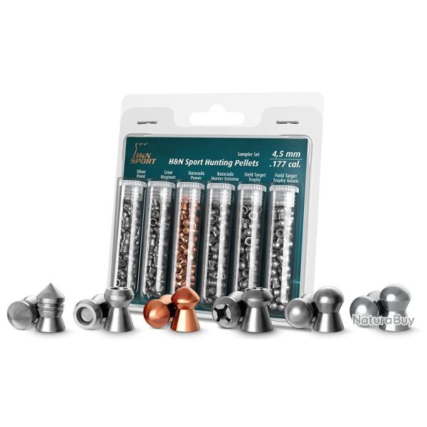 Blister 6 vari�t�s de plombs HN Hunting Cal. 4,5mm