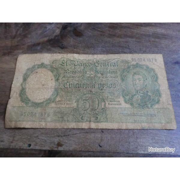 billet argentine 50 pesos / 95.024.187 B