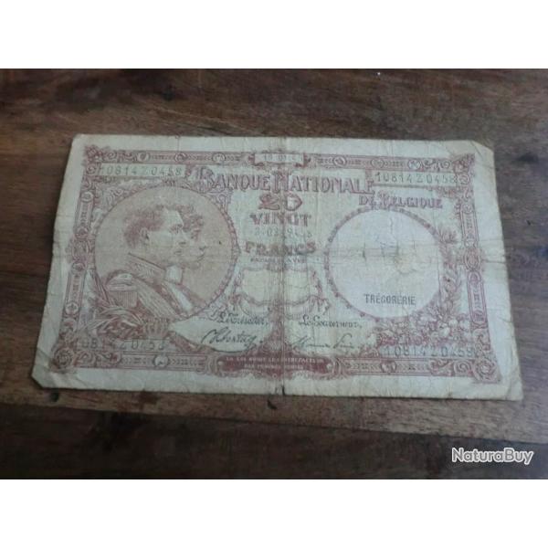 billet belge 20 francs  / 10814Z0458