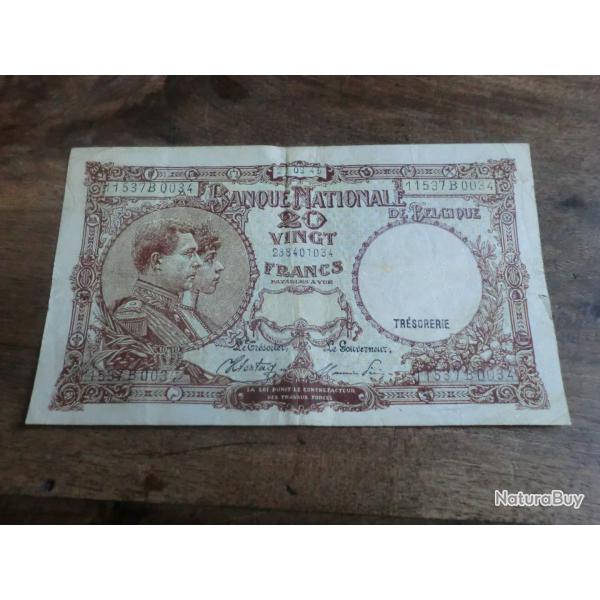 billet belge 20 francs  / 11537B0034