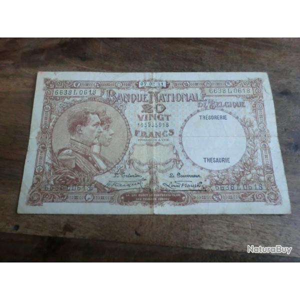 billet belge 20 francs  / 6638L0618