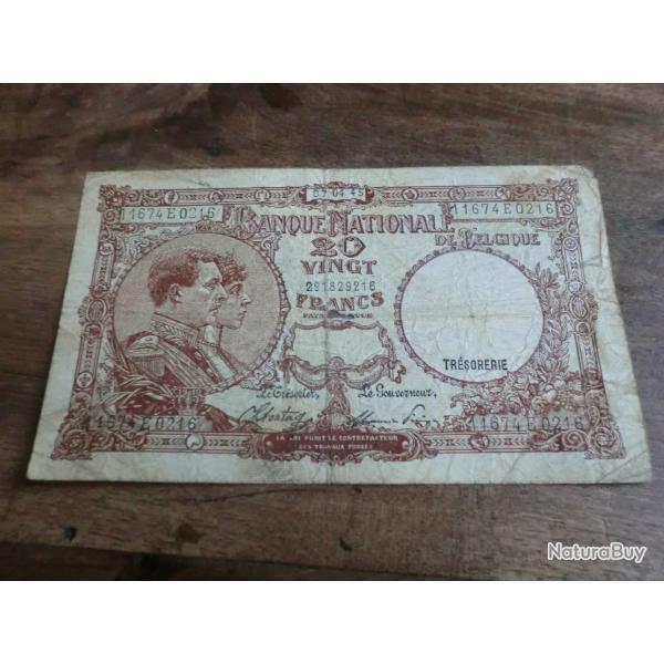 billet belge 20 francs  / 1167E0216