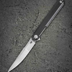Couteau Bestech Duoz Lame Acier 14C28N Satin Manche Black G10 Linerlock BTKG65A