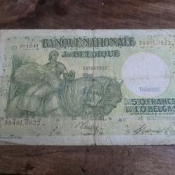 billet belge 50 francs 10 belga / 5840L0822 /   18.12. 44