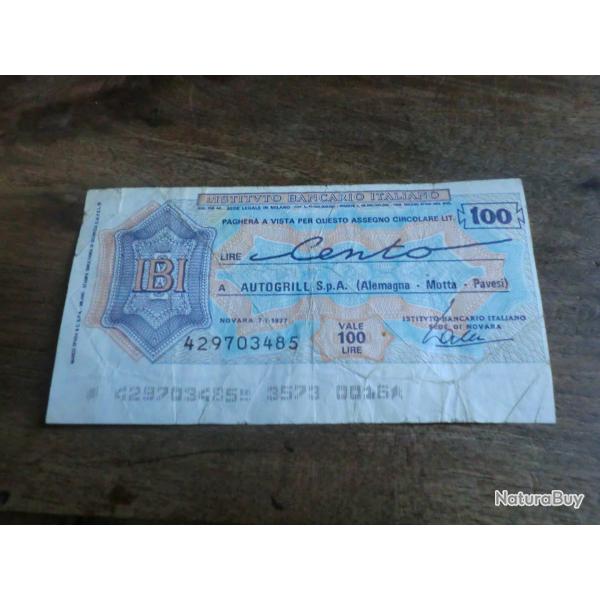 billet italie  100lire  istituto bancario italiano   / 1977