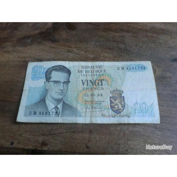 billet royaume de belgique vingt francs / 2R 4181732   / 1964