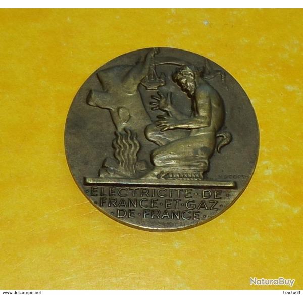 MEDAILLE ELECTRICITE DE FRANCE ET GAZ DE FRANCE� ATTRIBUEE� A� E.PUCHEU,DIAMETRE 6 CM POIDS 70 GRAMM
