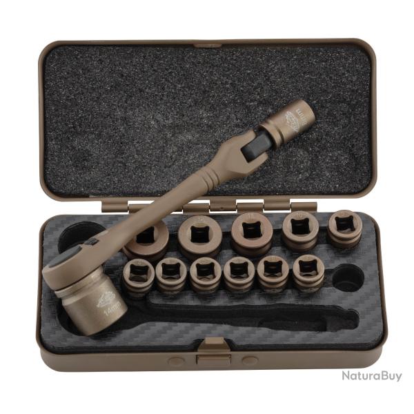 CLE A CLIQUET TACTIQUE 14 PIECES AVEC FINITION CERAKOTE ULTRA RESISTANTE