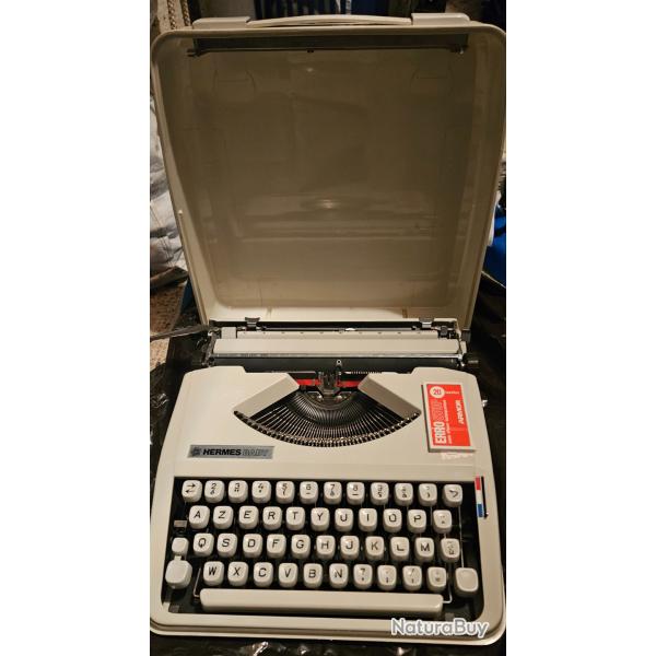 Rare Machine � �crire Hermes Baby portable AZERTY avec valise - Vintage ann�es 60