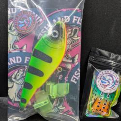 Lot424/JERKBAITS CUSTOM LEURRE FISH D FISHING/12cm/50grs (UV) +1GRENOUILLE 5,5 cm/12 grs .