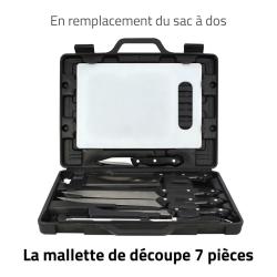 Mallette d&eacute;coupe 7 pi&egrave;ces + Porte couteau