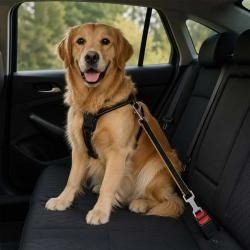 Attache Ceinture Sp&eacute;ciale Laisse pour Chien - S&eacute;curit&eacute; Voiture 45-65 cm