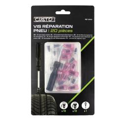 Kit de R&eacute;paration Pneu 20 Pi&egrave;ces - Vis et Tournevis Inclus