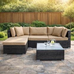 Ensemble Modulo - Canap&eacute; d'angle ext&eacute;rieur modulable avec table basse