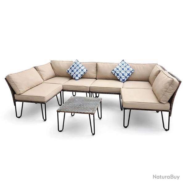 Ensemble Family - Canap� d'angle modulable 3 places + table basse en acier et polyester