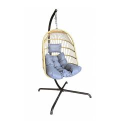 Chaise suspendue 4 pieds en acier avec coussin polyester - Design pliant et d&eacute;tente