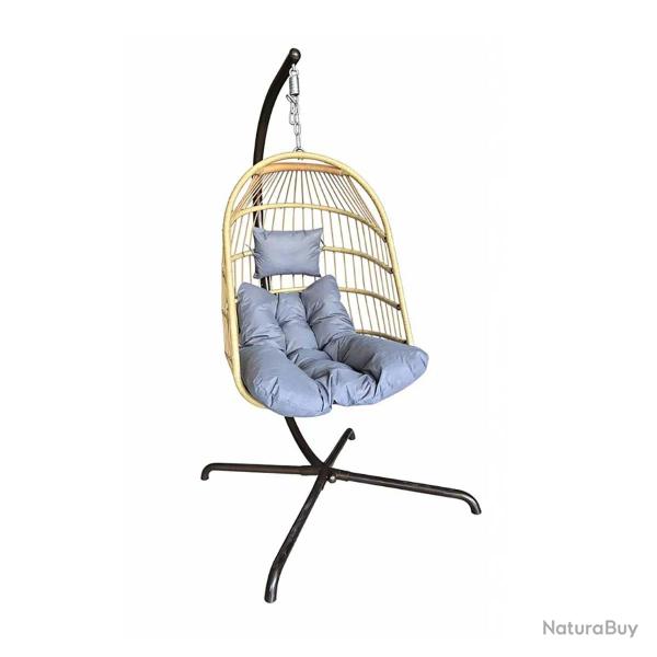 Chaise suspendue 4 pieds en acier avec coussin polyester - Design pliant et d�tente