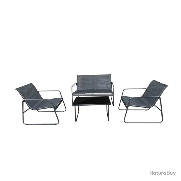 Ensemble Relax Salon de Jardin 4 Pi�ces en Acier et Textil�ne