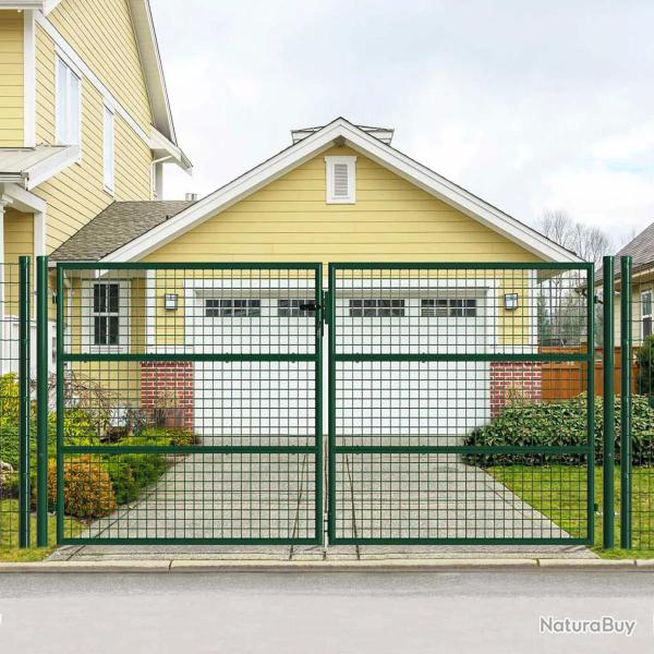 Portail 2 vantaux grillag� 3x1,5m - Maille 50mm - Vert