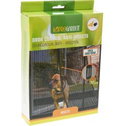 Moustiquaire de porte magn&eacute;tique noire 210x50cm - 2 portes - 9 aimants