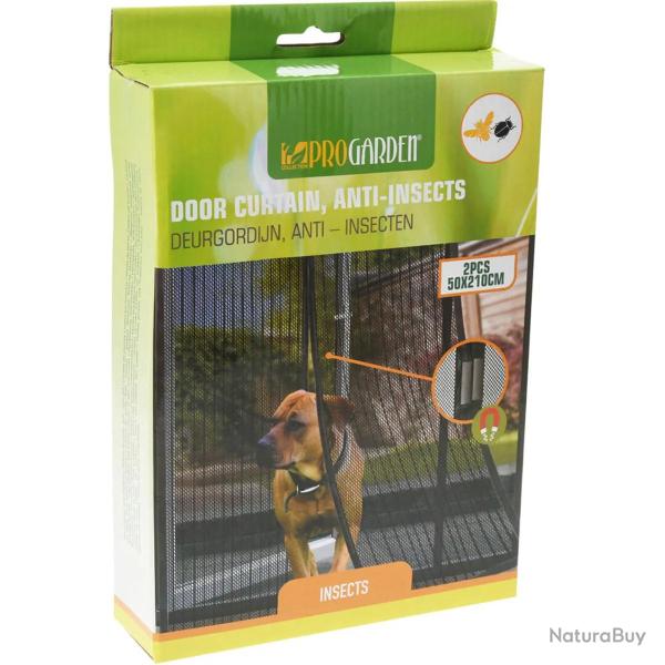 Moustiquaire de porte magn�tique noire 210x50cm - 2 portes - 9 aimants