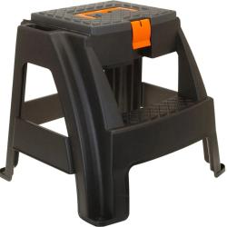 Marchepied avec rangement noir et orange - Capacit&eacute; 120 kg
