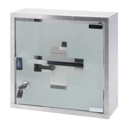 Armoire &agrave; pharmacie en acier inoxydable avec porte vitr&eacute;e - 30x30x12 cm
