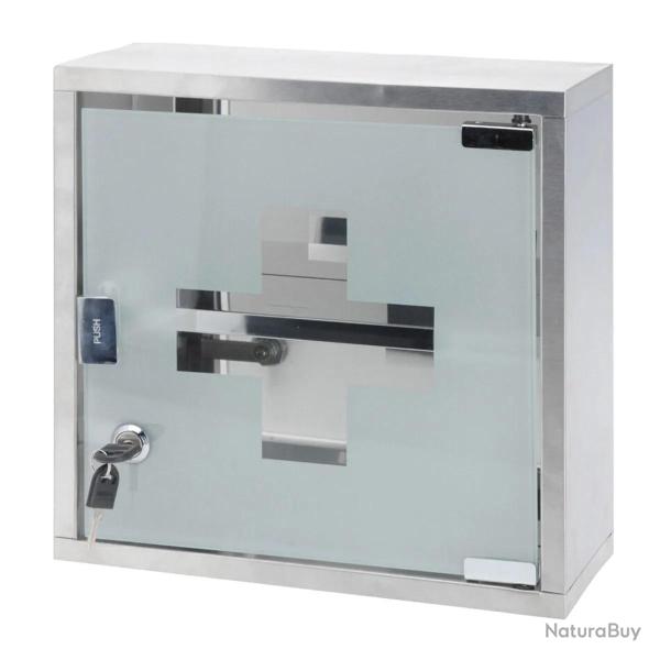 Armoire � pharmacie en acier inoxydable avec porte vitr�e - 30x30x12 cm