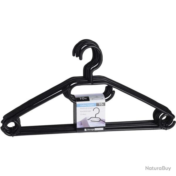 Lot de 10 cintres � v�tements noirs � t�te tournante - 40 cm