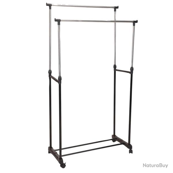 Porte-v�tements r�glable en acier inoxydable avec roues - 80 x 42 x 90-160 cm