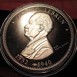 medaille "Albert Lebrun" diametre 40 mm 31 grs