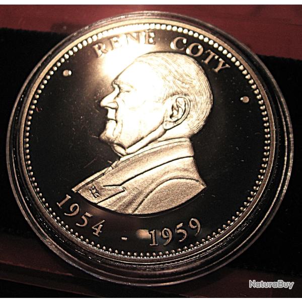 medaille "Ren� Coty" president de la r�publique fran�aises diametre 40 mm 31 grs