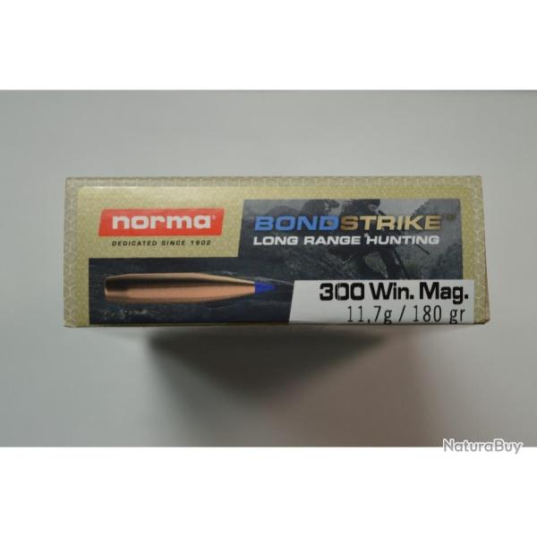 1 BOITE DE 20 MUNITIONS NORMA CALIBRE 300 WM BONDSTRIKE  11.7G/180GR  NEUVE