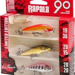 Kit 3 Leurres truite et perche RAPALA 90 years anniversary countdown 5cm