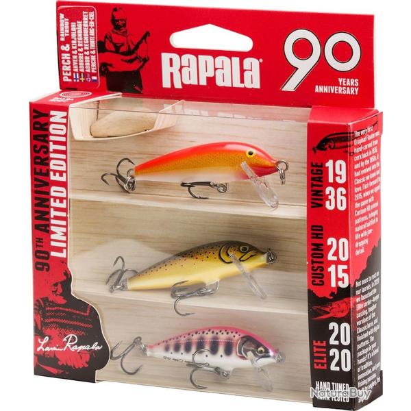 Kit 3 Leurres truite et perche RAPALA 90 years anniversary countdown 5cm